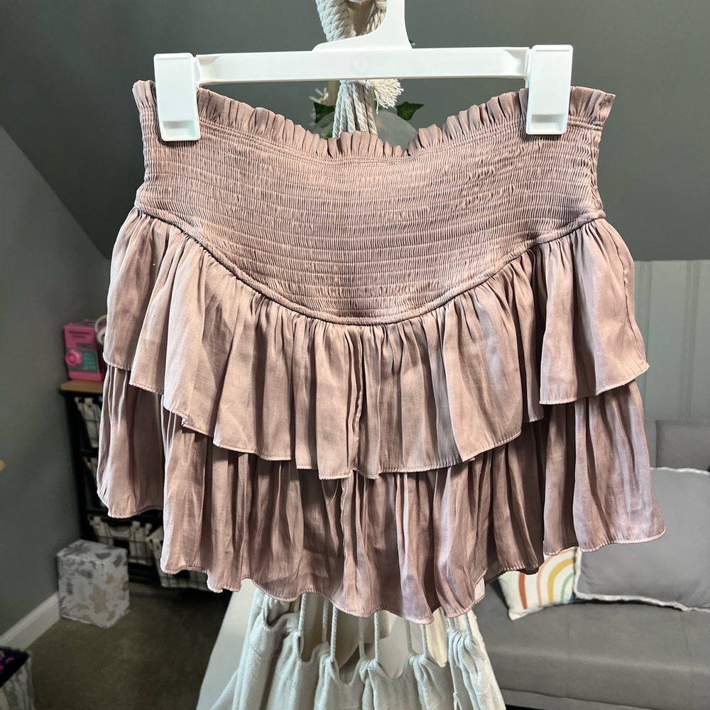mauve flowy skirt with built in shorts
